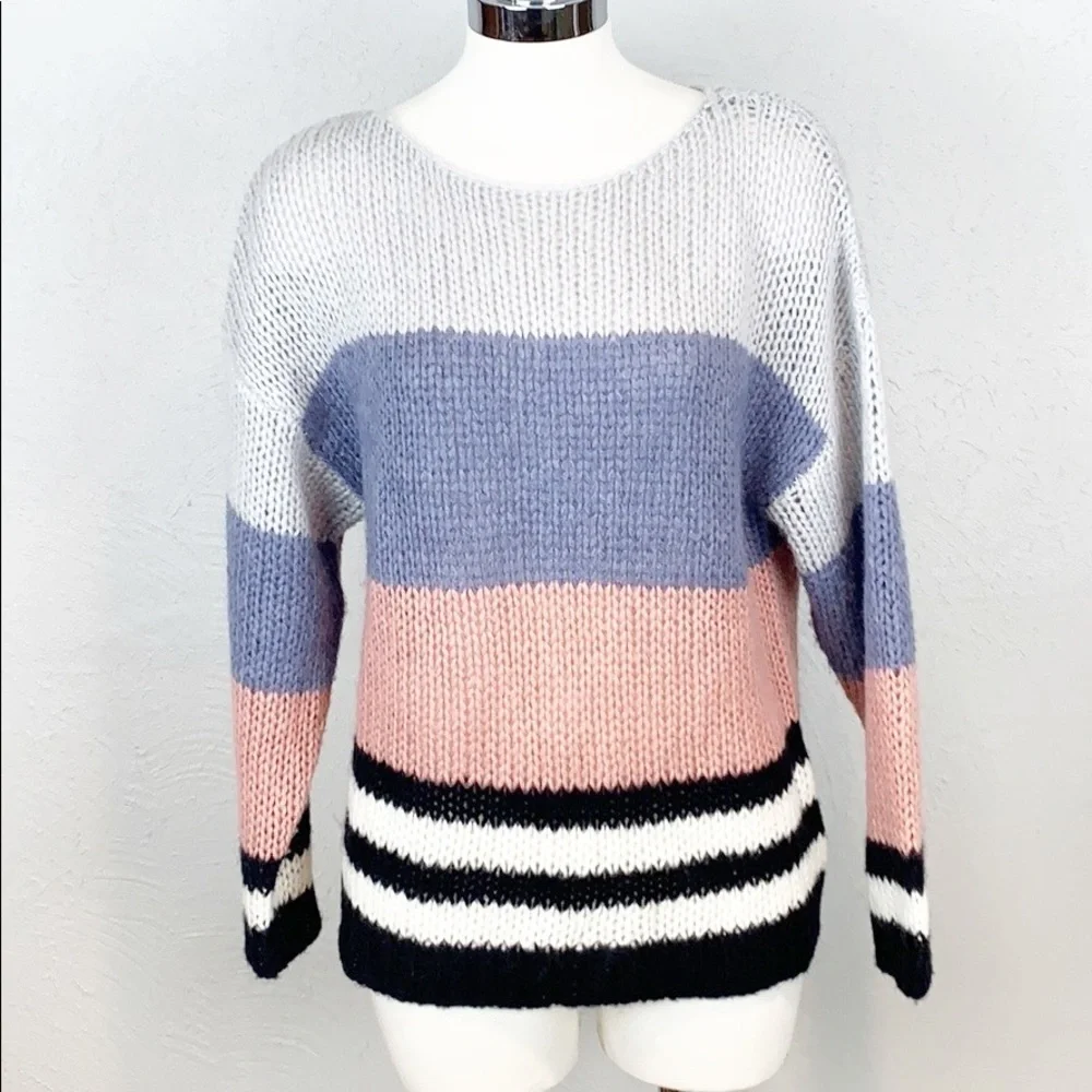 Lucky Brand Colorblock Knit Weave Sweater M